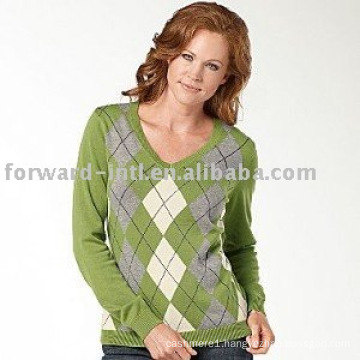 LADIES' CASHMERE V NECK PULLOVER